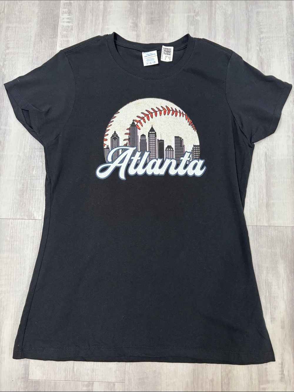 Port and Company Black Atlanta Baseball Skyline Tee Small NWT
